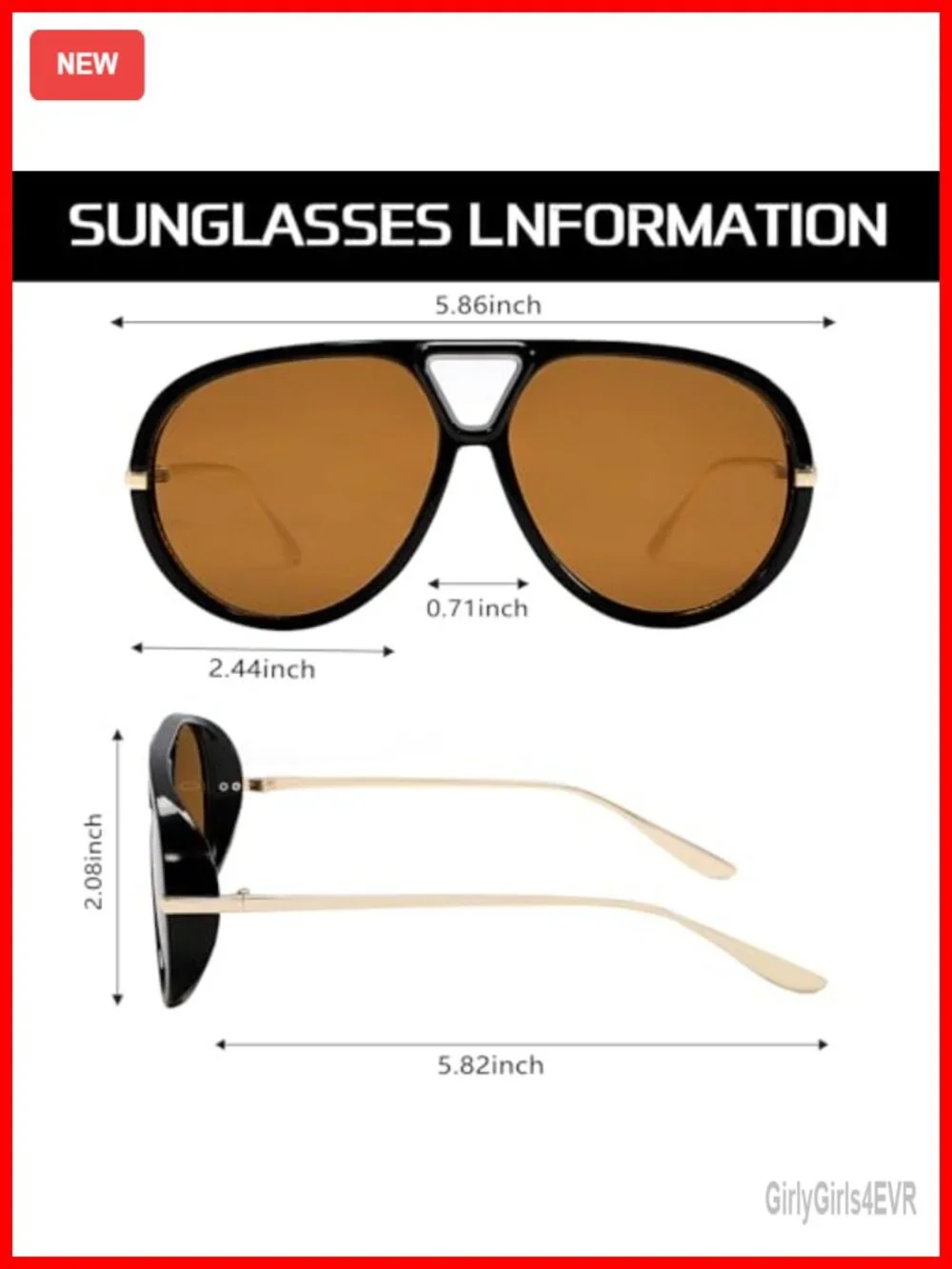 Retro Oversized Gold Metal Aviator Sunglasses UV Protection 70s Vintage